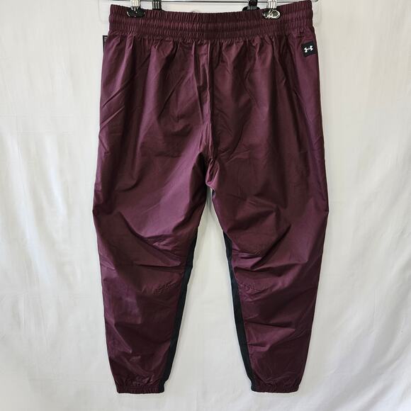 Under Armour Women's Project Rock Woven Joggers Burgundy Black Large - Picture 2 of 10